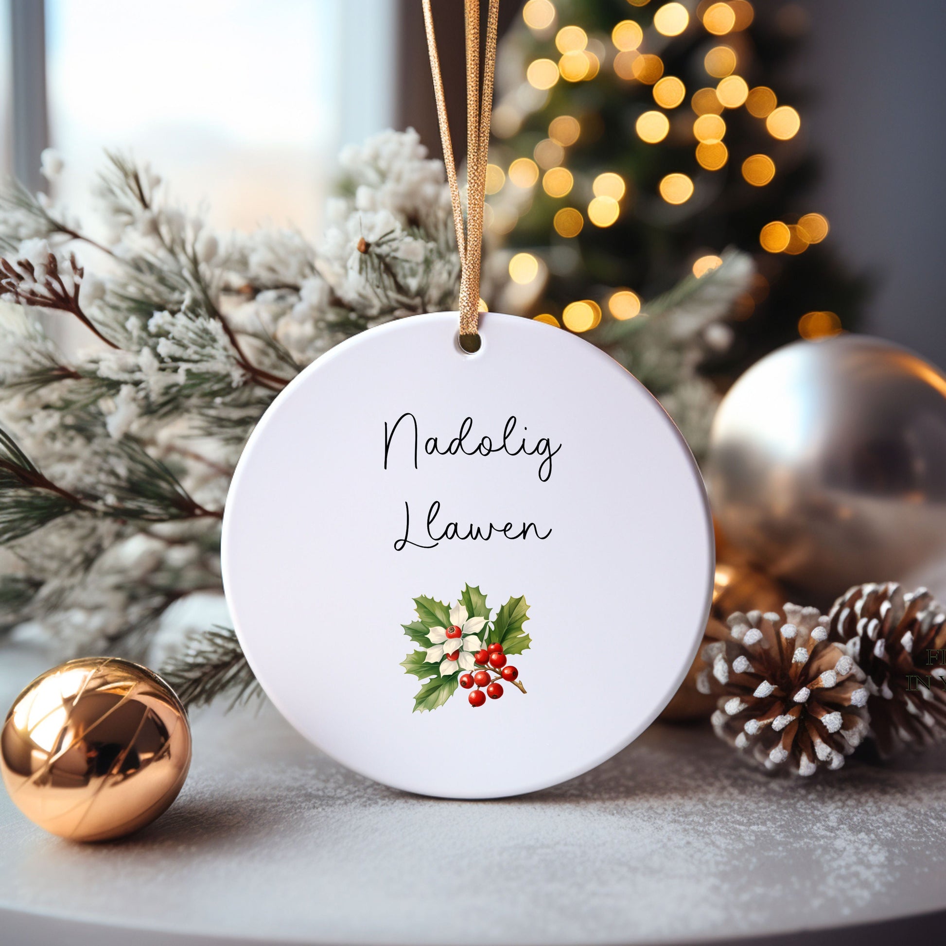 Nadolig Llawen Christmas Bauble, Personalised Christmas Tree Decoration, Grandson Bauble, Granddaughter Bauble,