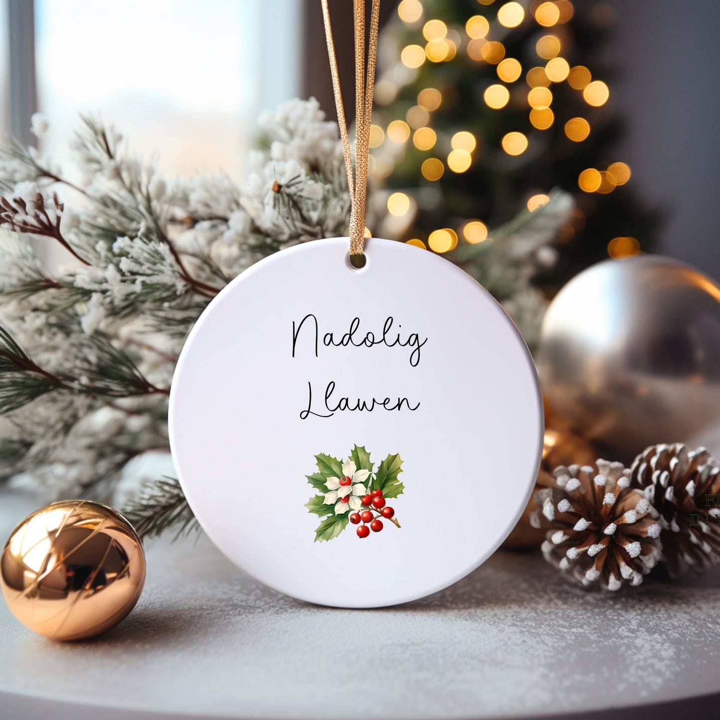 Nadolig Llawen Christmas Bauble, Personalised Christmas Tree Decoration, Grandson Bauble, Granddaughter Bauble,