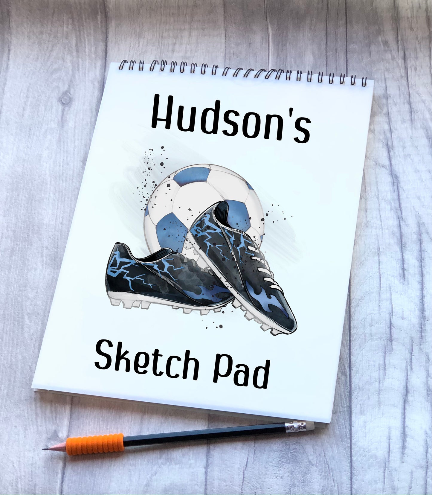 Football Design Sketch Pad, Personalised Football Sketch Pad, Granddaughter Gift, Stocking Filler, Kids Drawing Book, Grandson Gift