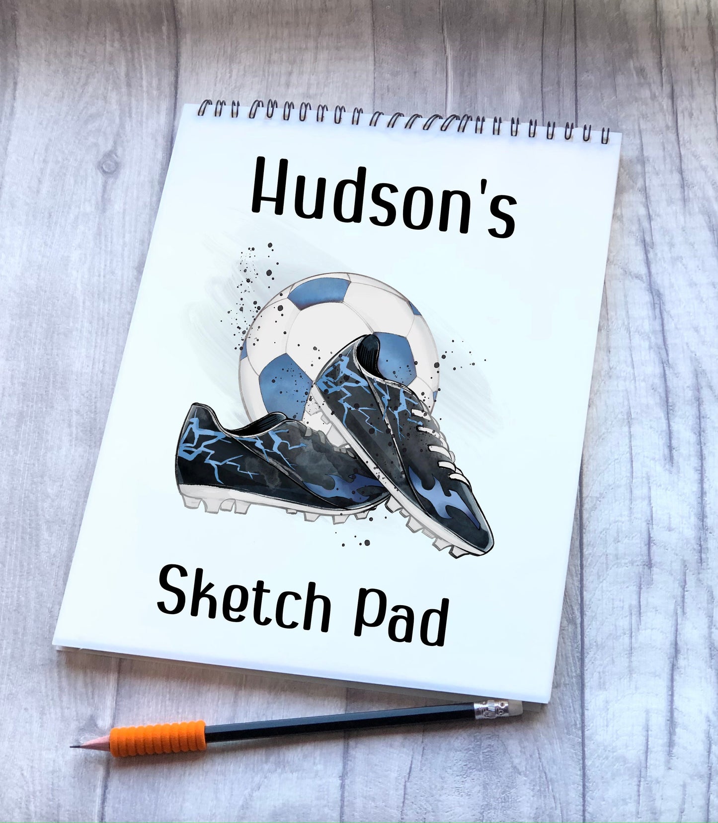 Football Design Sketch Pad, Personalised Football Sketch Pad, Granddaughter Gift, Stocking Filler, Kids Drawing Book, Grandson Gift