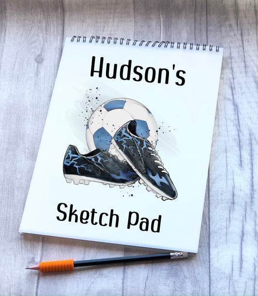 Football Design Sketch Pad, Personalised Football Sketch Pad, Granddaughter Gift, Stocking Filler, Kids Drawing Book, Grandson Gift