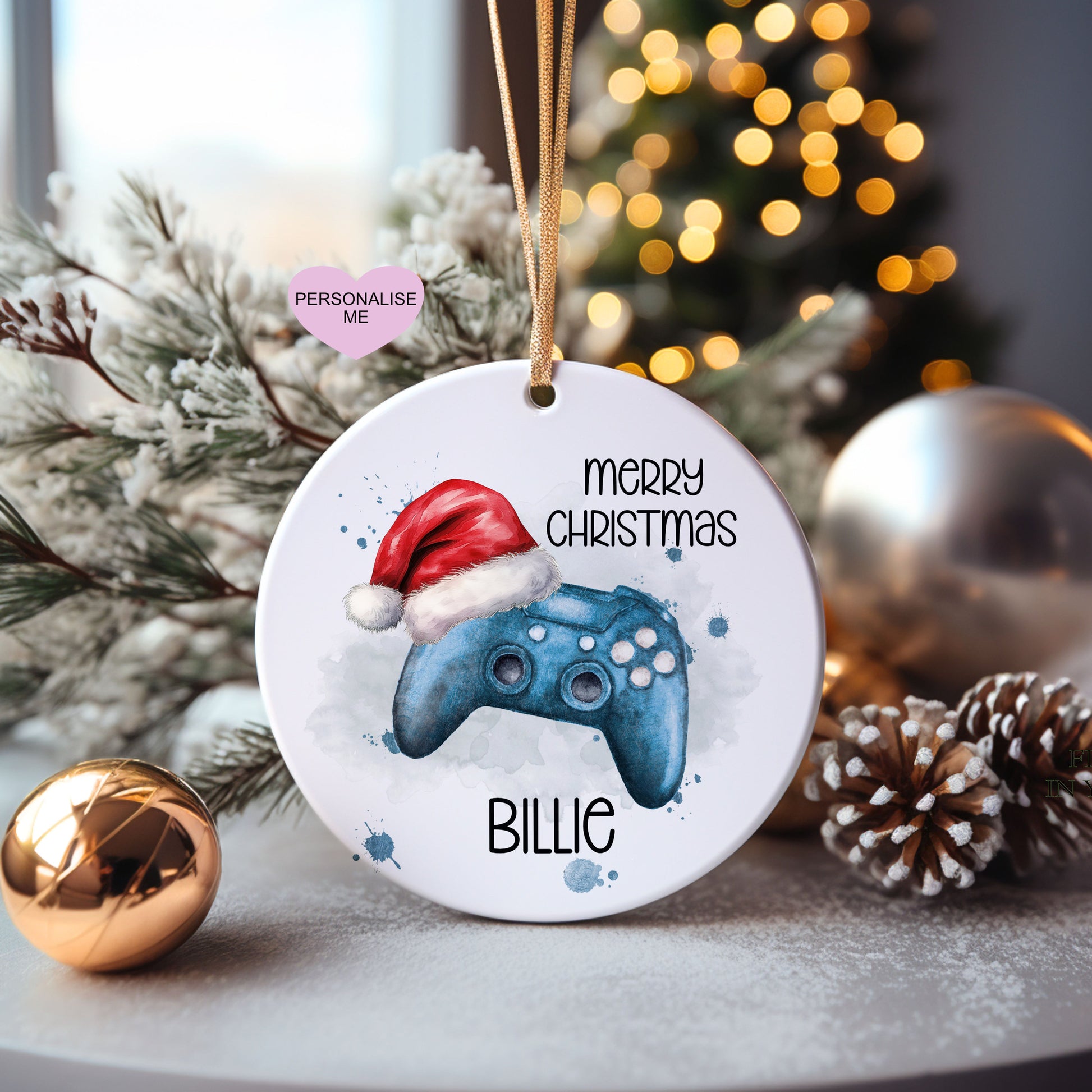 Gamer Bauble, Personalised Game Controller Christmas Tree Decoration, Grandson Bauble, Granddaughter Bauble, Teen Gift