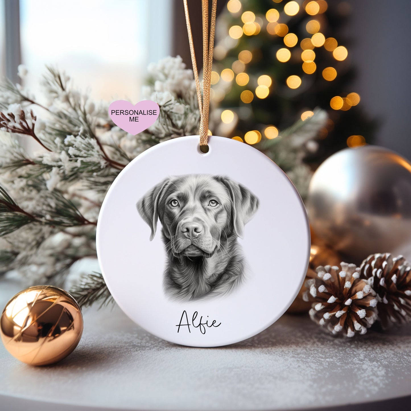 Santa Black Labrador Christmas Bauble, Personalised Pet Dog Christmas Tree Decoration, Gift For Dog Family, Dog Lover, Santa Dog Bauble