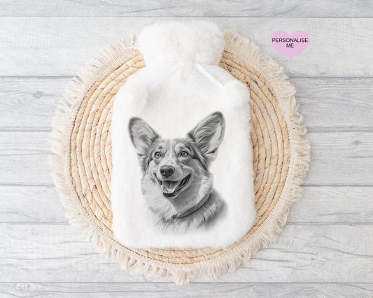 Corgi Cardigan Gift, Personalised Hot Water Bottle, Dog Xmas Gift, Xmas Gift For Dog Lover