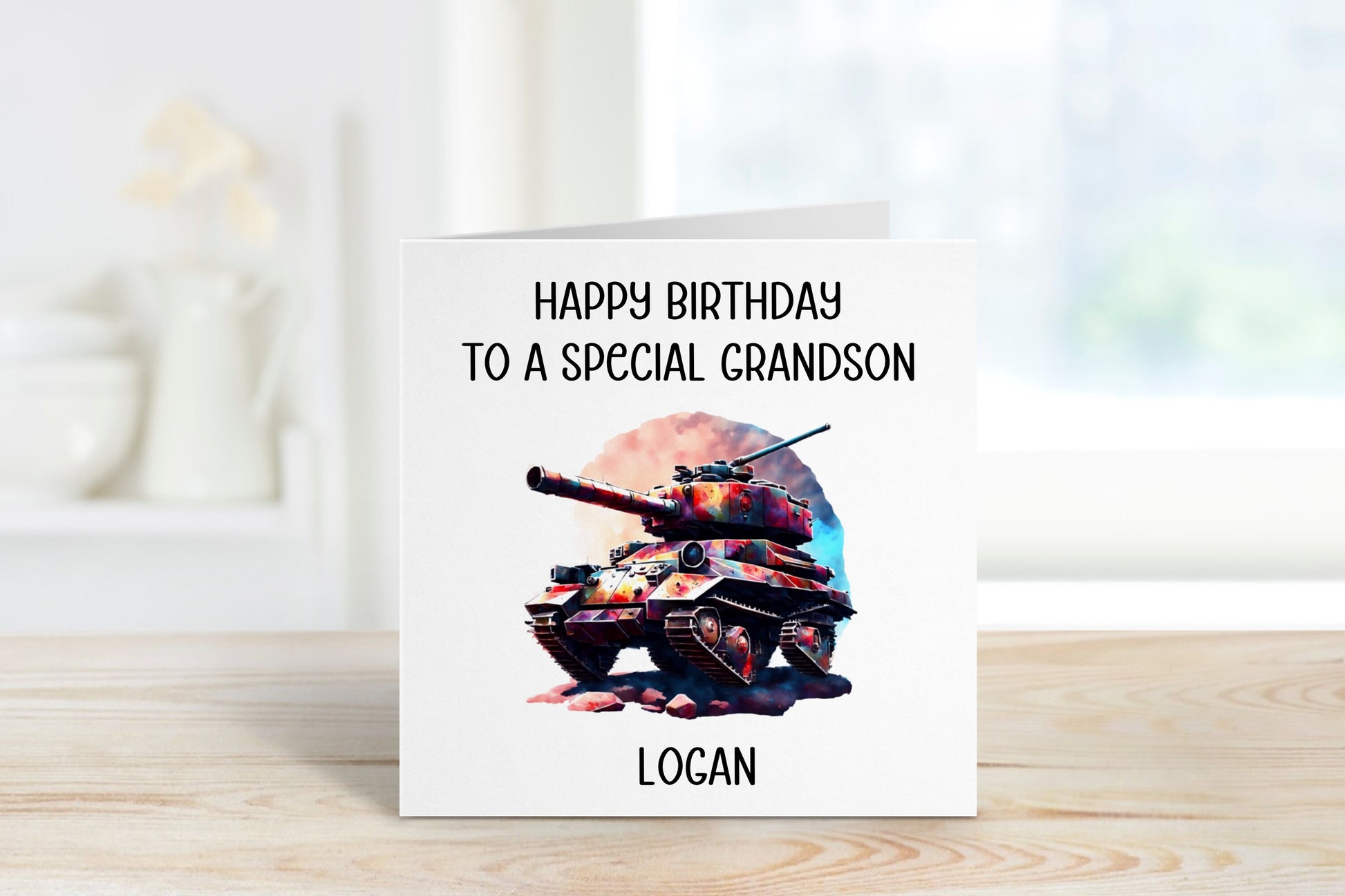 Tank Birthday Card, Great Grandson Birthday Card, Birthday Card For Grandson, Personalised Birthday Card