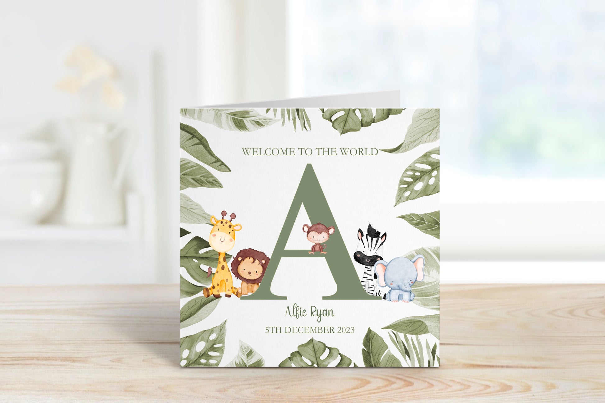 New Baby Safari Animals Card, Welcome To The World, Card For New Baby, Baby Girl Card, Congratulations New Baby Card, New Baby Boy Card
