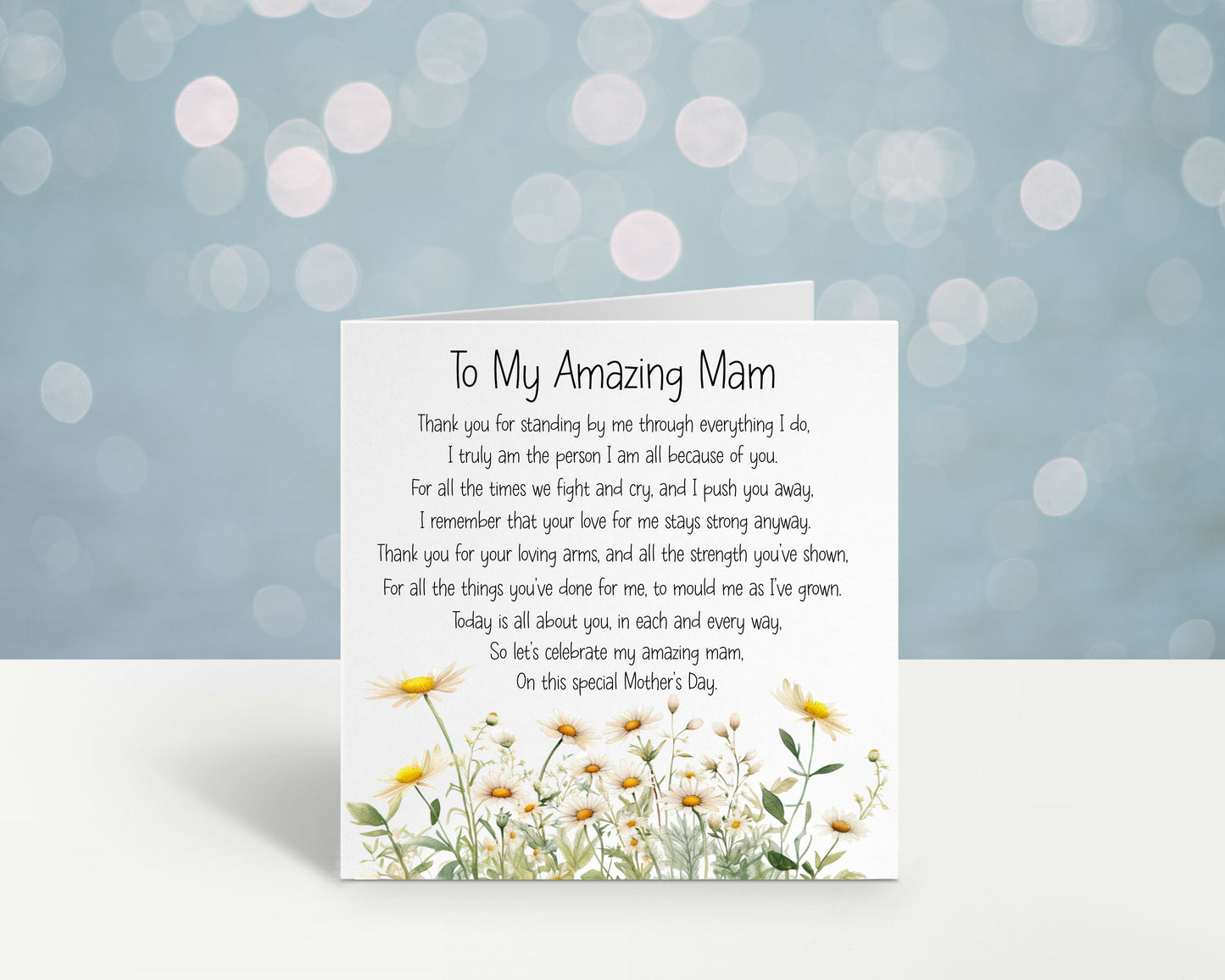 Mothers Day Card, Mothers Day Card For Mum, Mum Mother's Day Poem, Daisy Card