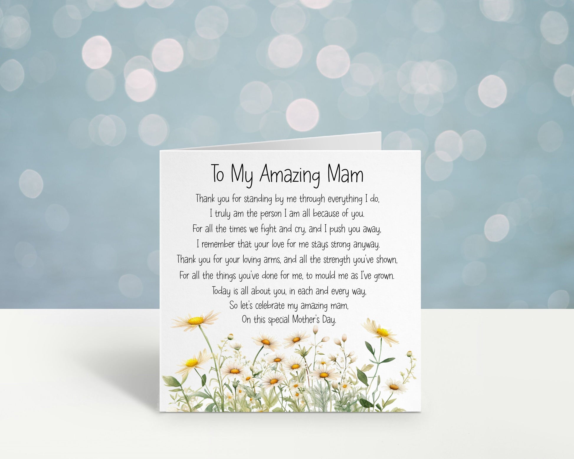 Mothers Day Card, Mothers Day Card For Mam, Mam Mother's Day Poem, Daisy Card