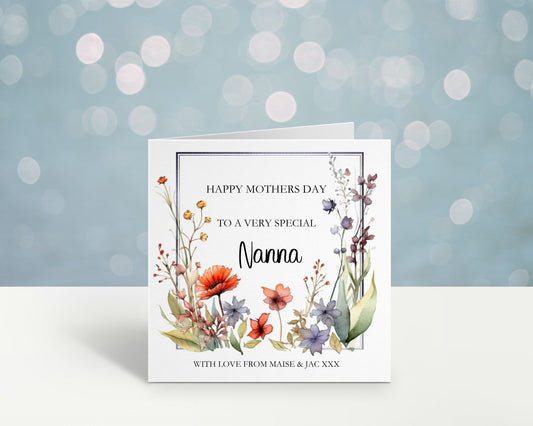 Mothers Day Card, Mothers Day Card For Nanna, Personalised Mothers Day Card For Nana, Mum, Mam, Mom, Mummy, Mammy, Gran, Grandma, Godmother