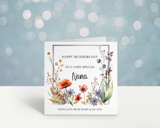 Mothers Day Card, Mothers Day Card For Nana, Personalised Mothers Day Card For Nanna, Mum, Mam, Mom, Mummy, Mammy, Gran, Grandma, Godmother