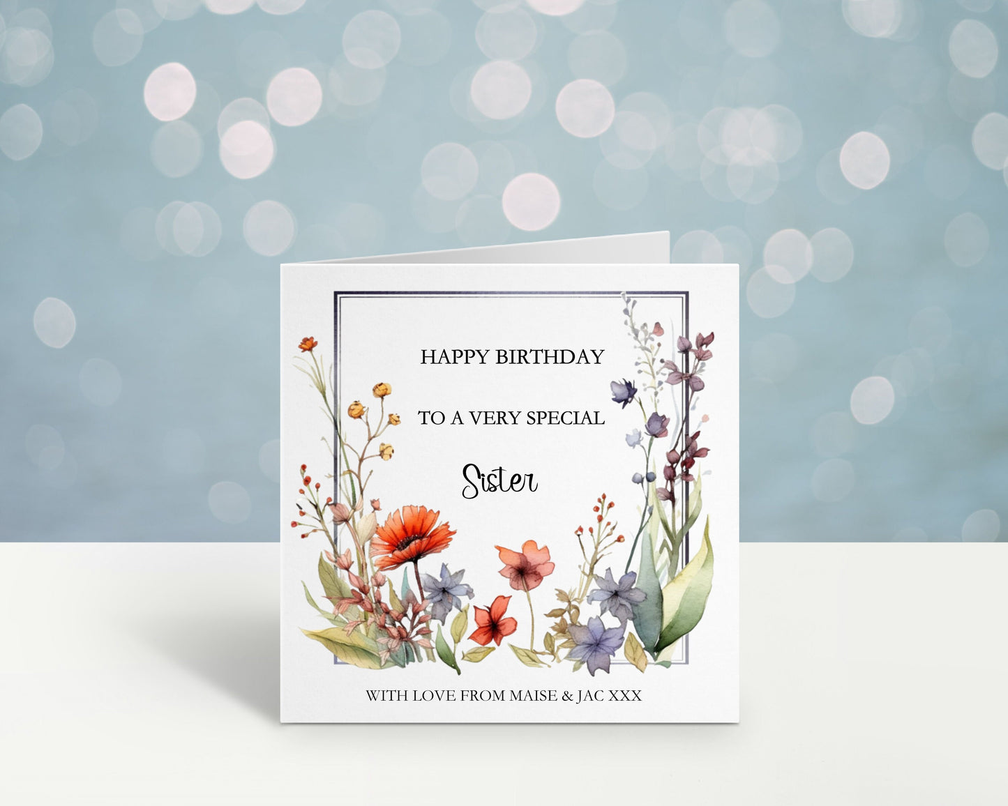 Birthday Card For Sister, Personalised Birthday Day Card For Sister, Mum, Mam, Mom, Mummy, Mammy, Gran, Grandma, Godmother