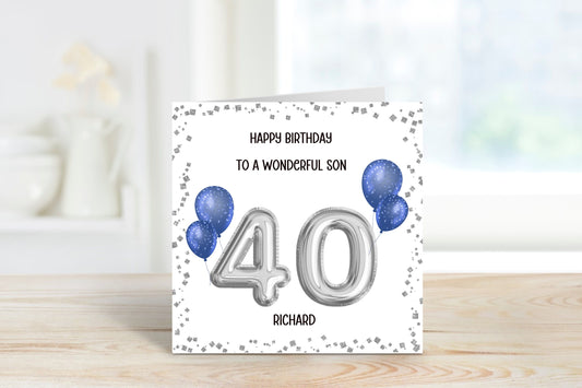 40th Birthday Card, Personalised Son Birthday Card, Personalised Birthday Card For Him, Son In Law Birthday Card