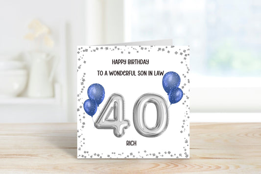 40th Birthday Card, Personalised Son In Law Birthday Card, Personalised Birthday Card For Him, Great Nephew Birthday Card