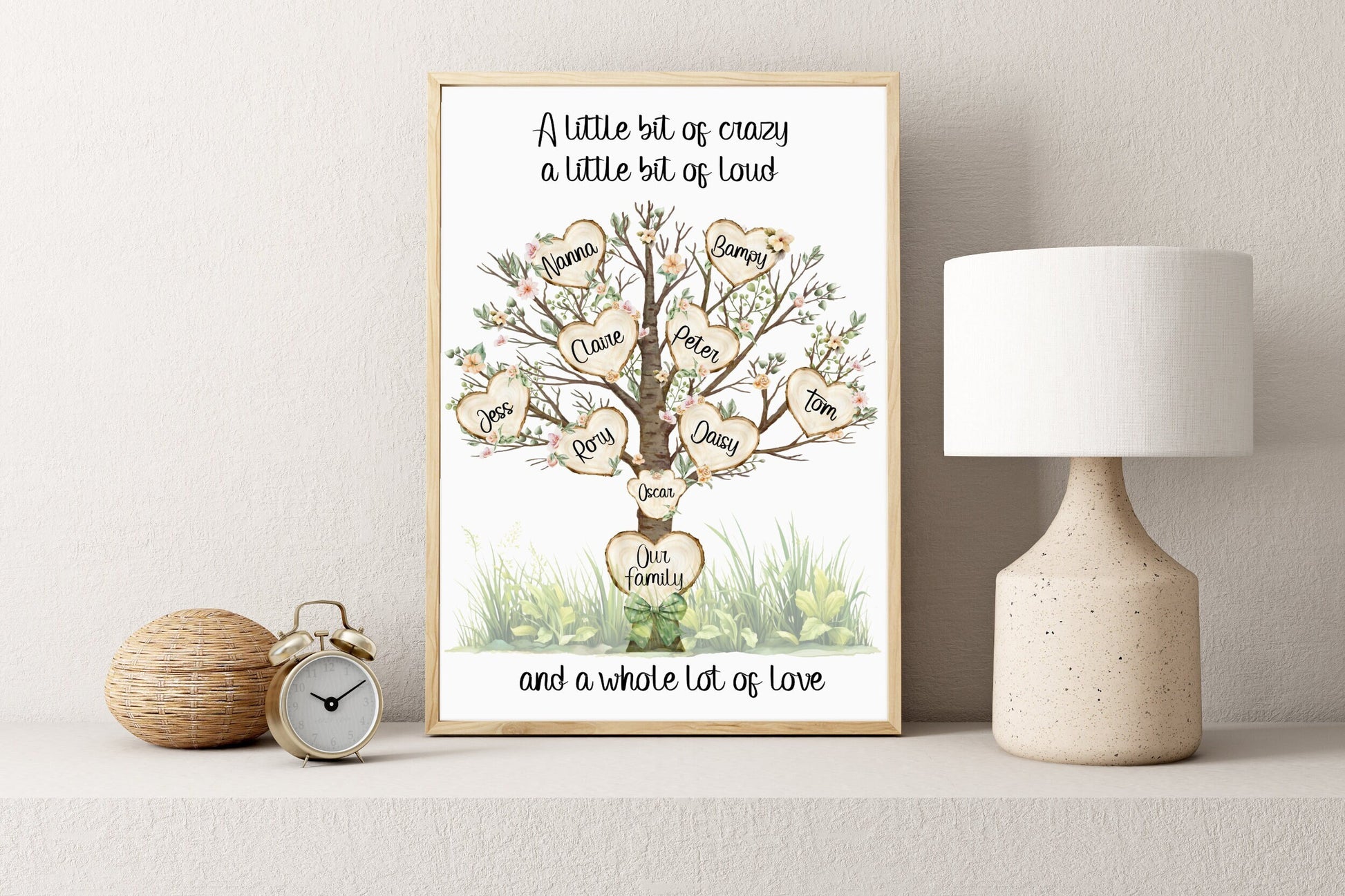 Family Tree Print, Grandchildren Family Tree Print, Mothers Day Gifts, A Little Bit Of Crazy,Personalised Family Tree Print,