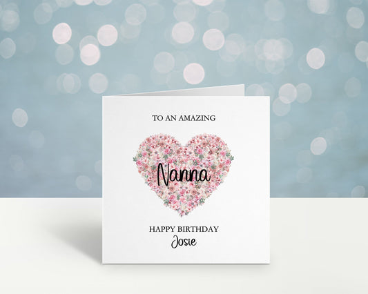 Birthday Card For Nanna, Personalised Birthday Day Card For Grandma, Mum, Mam, Mom, Mummy, Mammy, Gran, Grandma, Godmother
