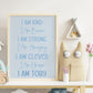 Affirmation Print, Unframed Personalised Wall Print For Kids, Pink Or Blue Bedroom Decor For Children, I Am Affirmation Print, UNFRAMED