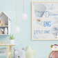 Dream Big Little One, Unframed Wall Print For Kids, Pink Or Blue Bedroom Decor For Children, Affirmation Print, UNFRAMED
