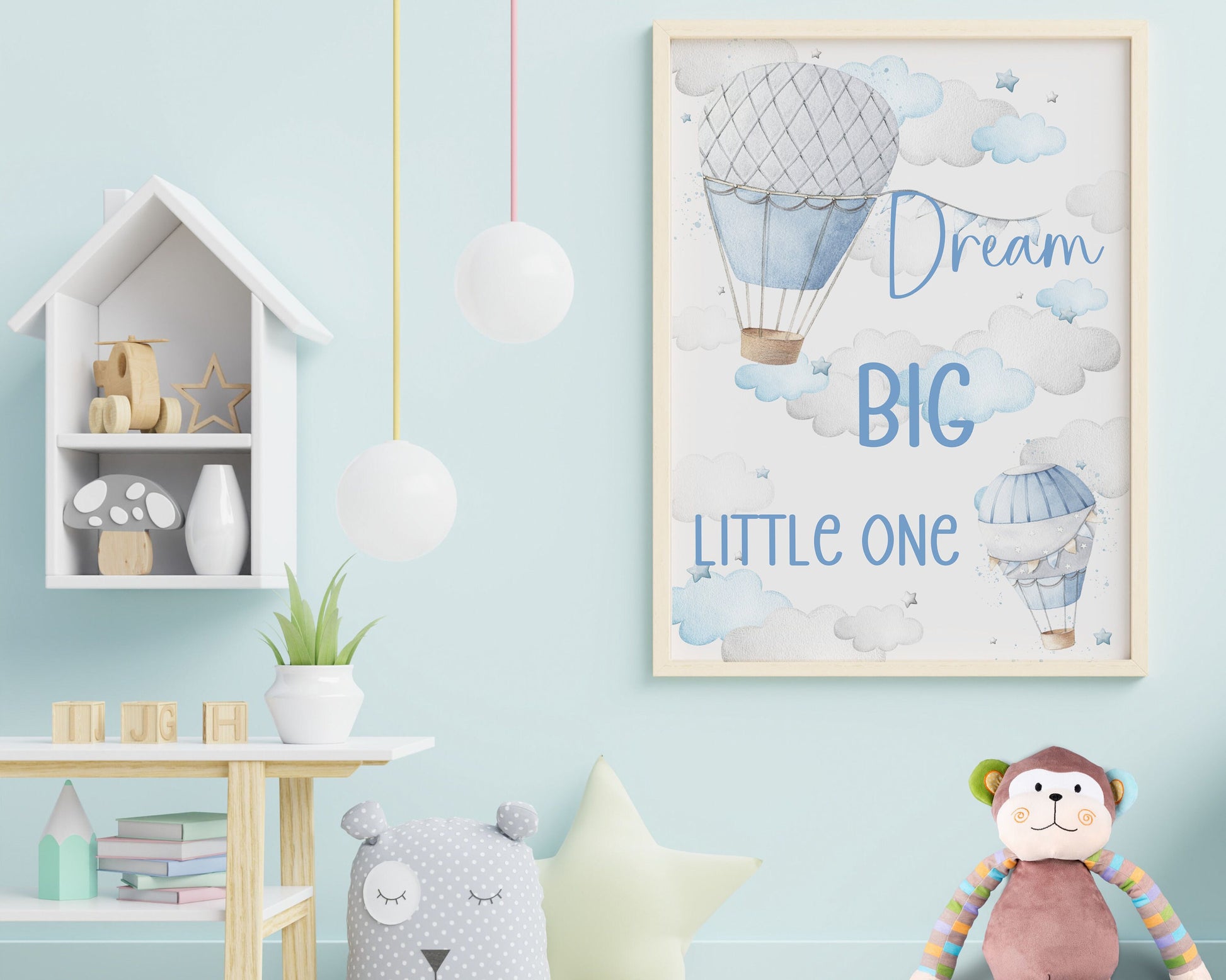 Dream Big Little One, Unframed Wall Print For Kids, Pink Or Blue Bedroom Decor For Children, Affirmation Print, UNFRAMED