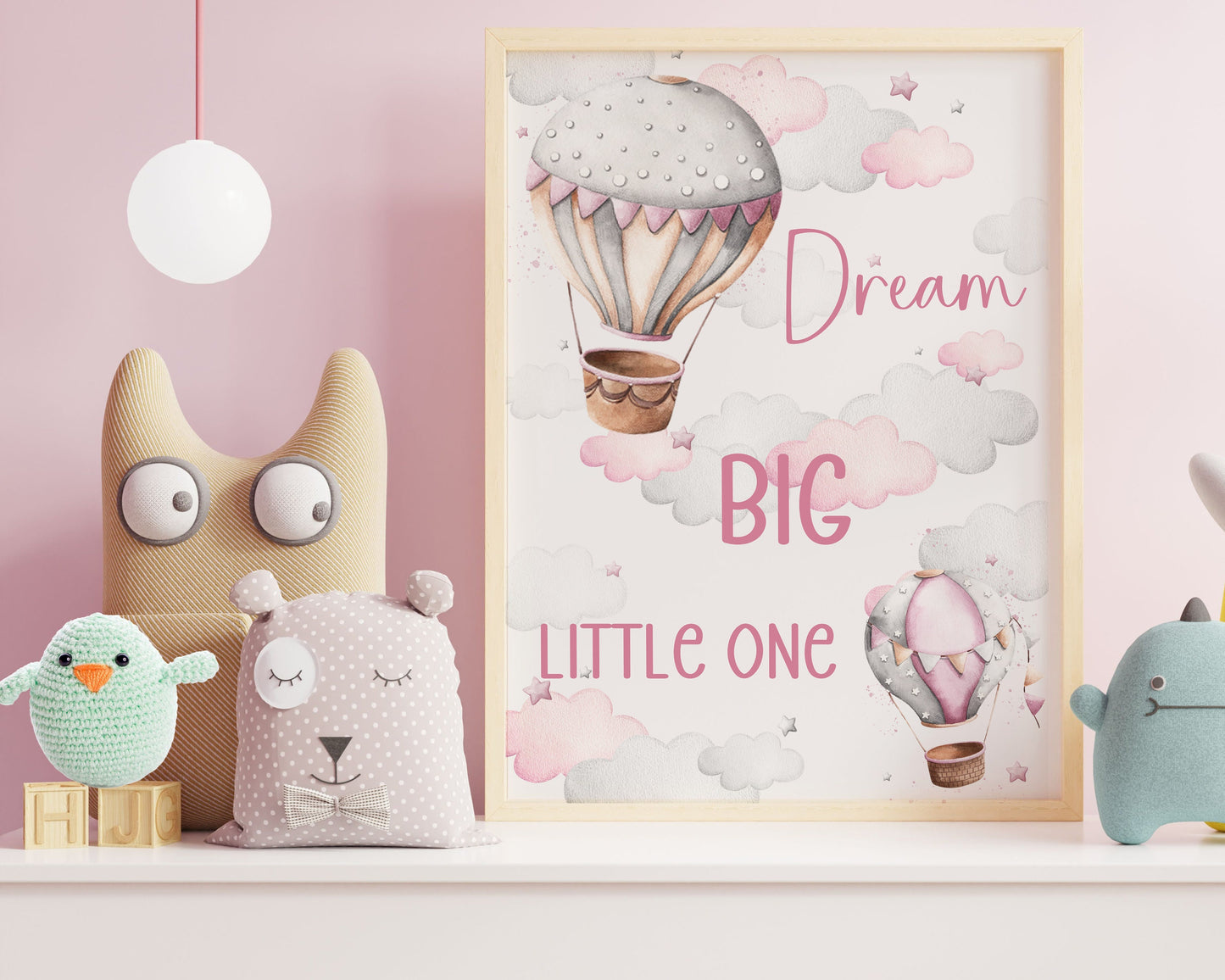Dream Big Little One, Unframed Wall Print For Kids, Pink Or Blue Bedroom Decor For Children, Affirmation Print, UNFRAMED