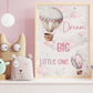 Dream Big Little One, Unframed Wall Print For Kids, Pink Or Blue Bedroom Decor For Children, Affirmation Print, UNFRAMED