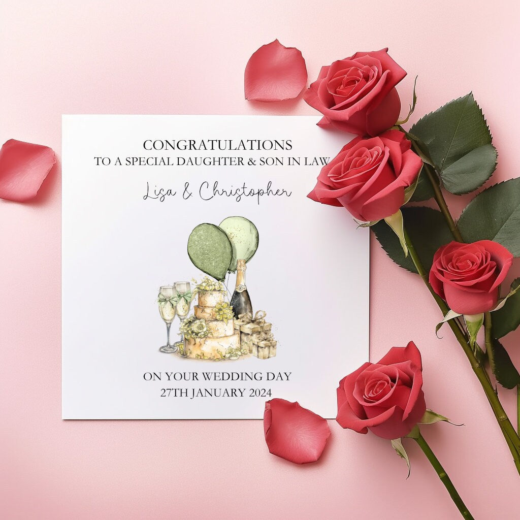 Personalised Wedding Card, Wedding Day Card For Daughter & Son In Law, Wedding Card For Bride And Groom, Wedding Day Card For Special Friend