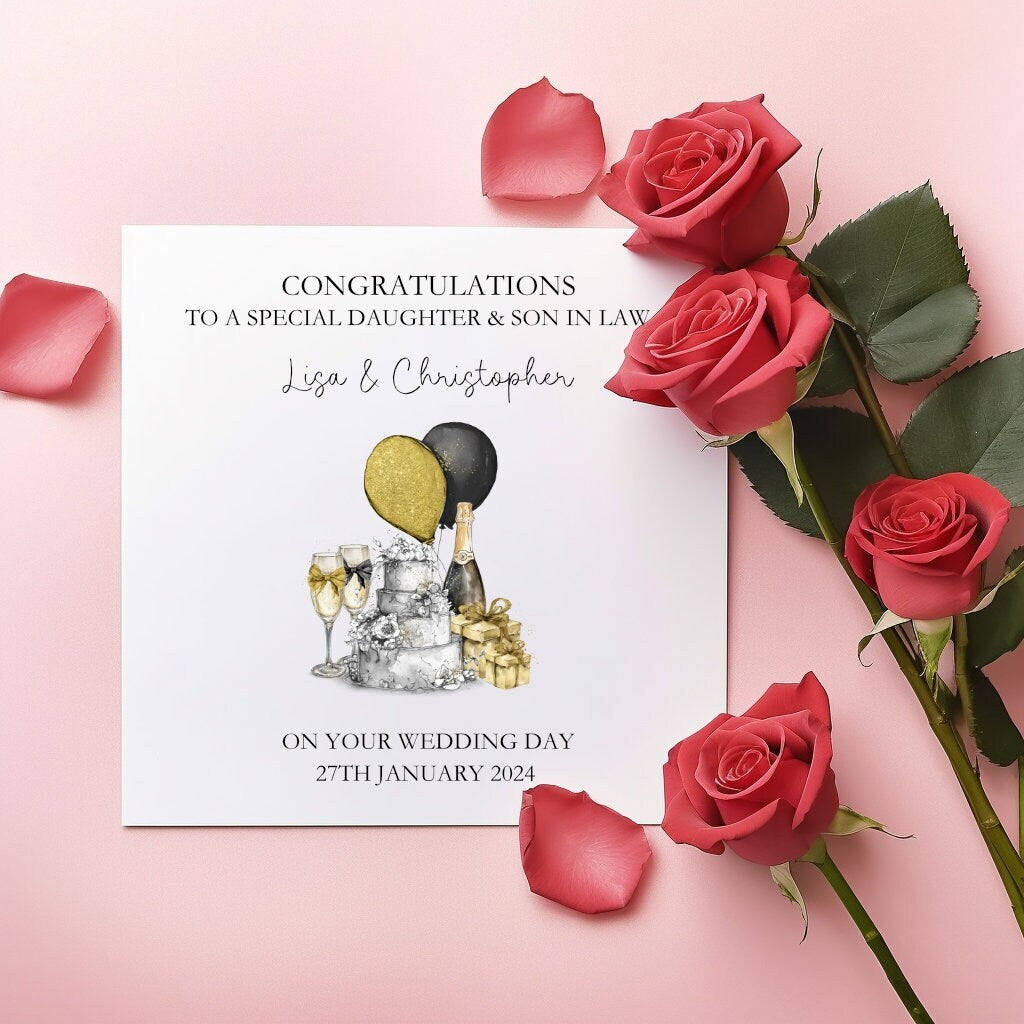 Personalised Wedding Card, Wedding Day Card For Daughter & Son In Law, Wedding Card For Bride And Groom, Wedding Day Card For Special Friend