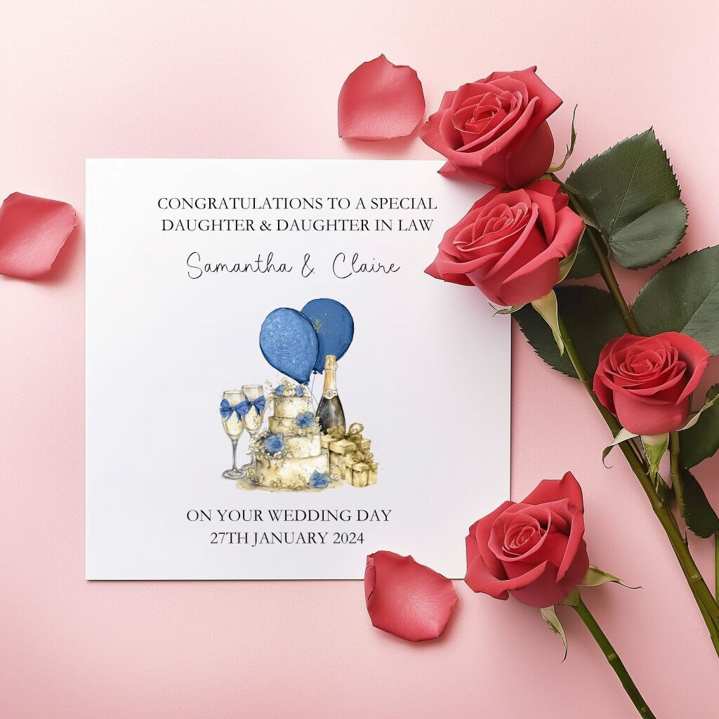 Personalised Wedding Card, Wedding Day Card For Daughter & Daughter In Law, Wedding Card For Bride And Bride, Mrs And Mrs Card