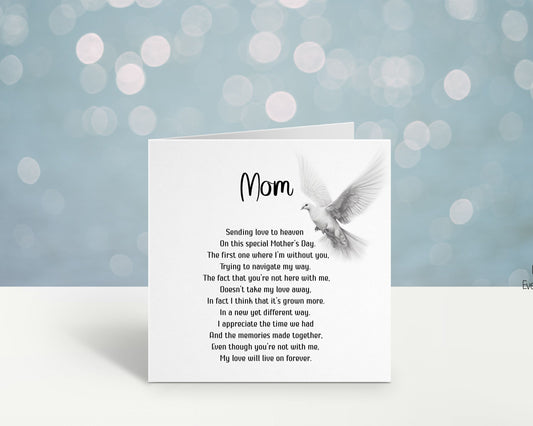 First Mother's Day Without You Card, Memorial Mothers Day Card, Mothers Day In Heaven Card, Dove