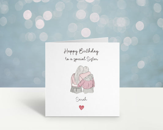Personalised Sister Birthday Card, Birthday Card For Mum, Birthday Card For Auntie, Birthday Card For Cousin