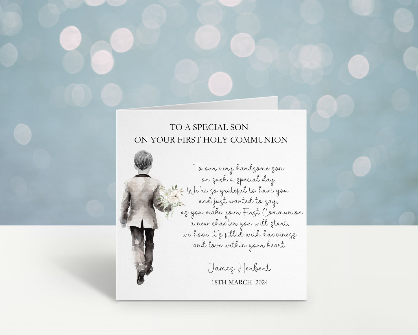 Personalised Holy Communion Card, 1st Communion Card For Son, Communion Card Great Grandson, Communion Card For A Special Little Boy