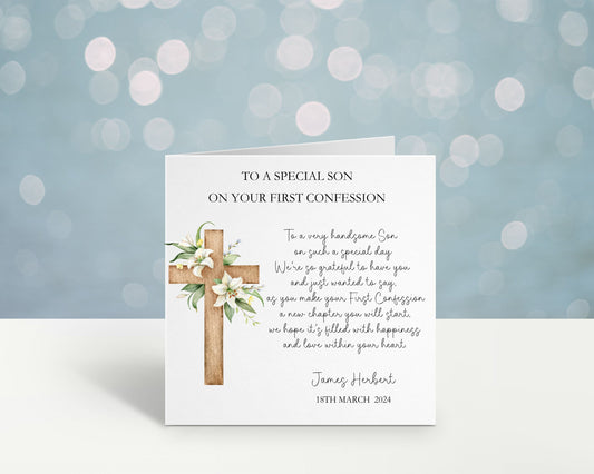 Personalised 1st Confession Card, 1st Confession Card For Son, Confession Card Great Grandson, Confession Card For A Special Little Boy