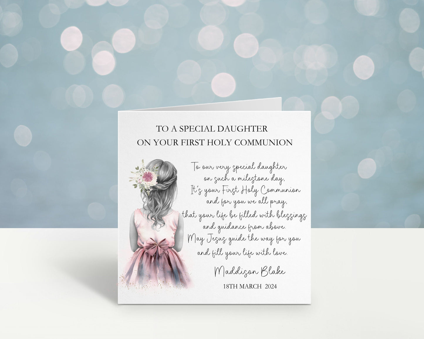 Personalised Holy Communion Card, 1st Communion Card For Daughter, Communion Card For Granddaughter, Holy Communion Card Great Granddaughter