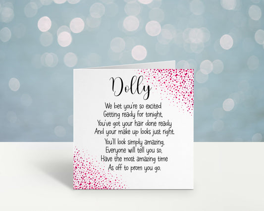 Prom Card, Personalised Card For Prom Night, Celebration Card