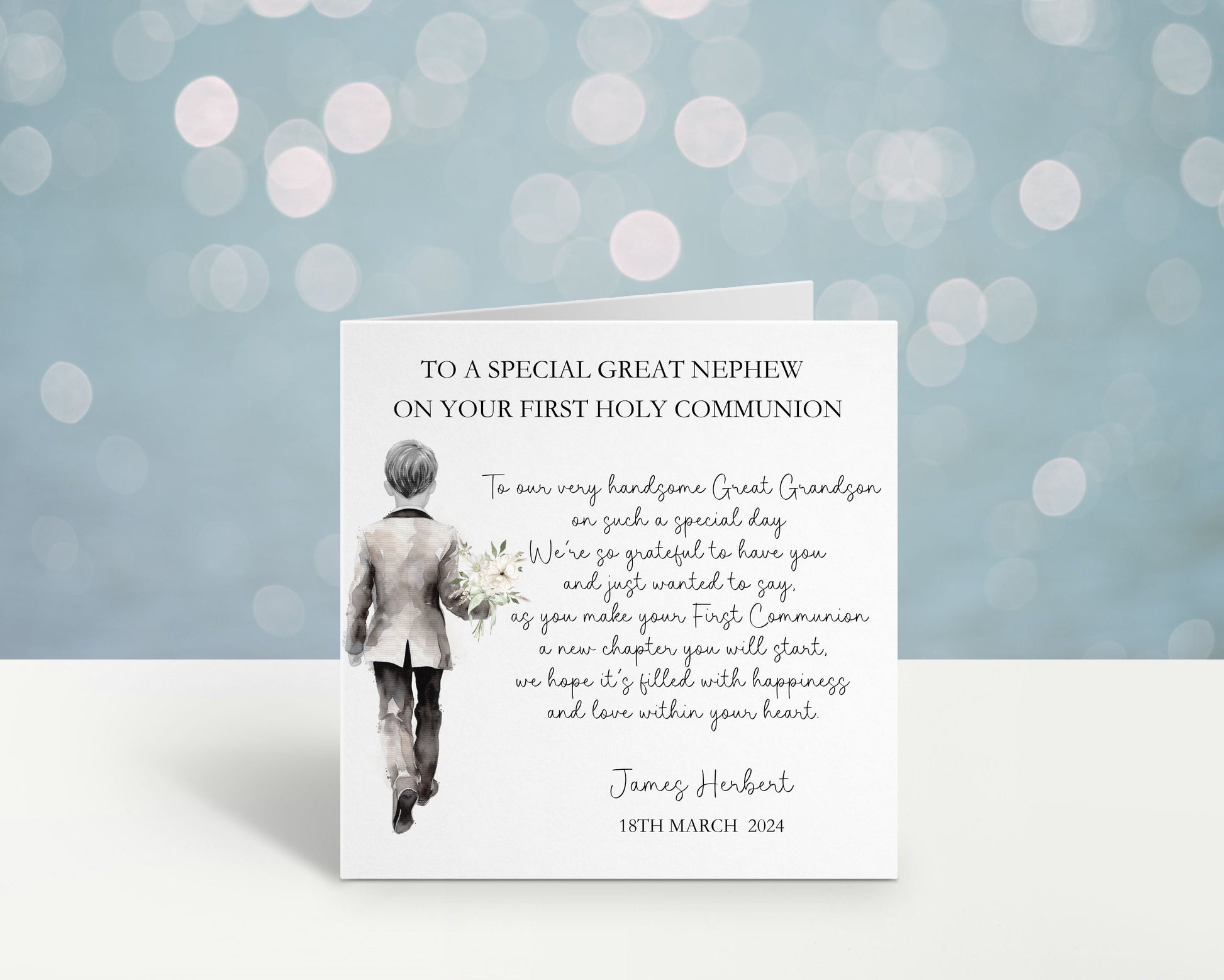 Personalised Holy Communion Card, 1st Communion Card For Grandson, Communion Card Great Grandson, Communion Card For A Special Little Boy