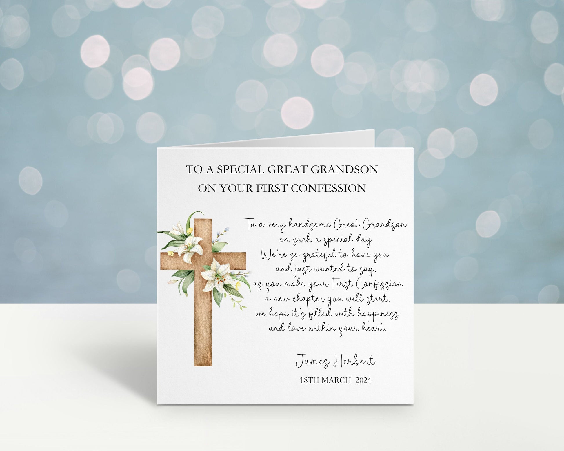 Personalised 1st Confession Card, 1st Confession Card For Son, Confession Card Great Grandson, Confession Card For A Special Little Boy