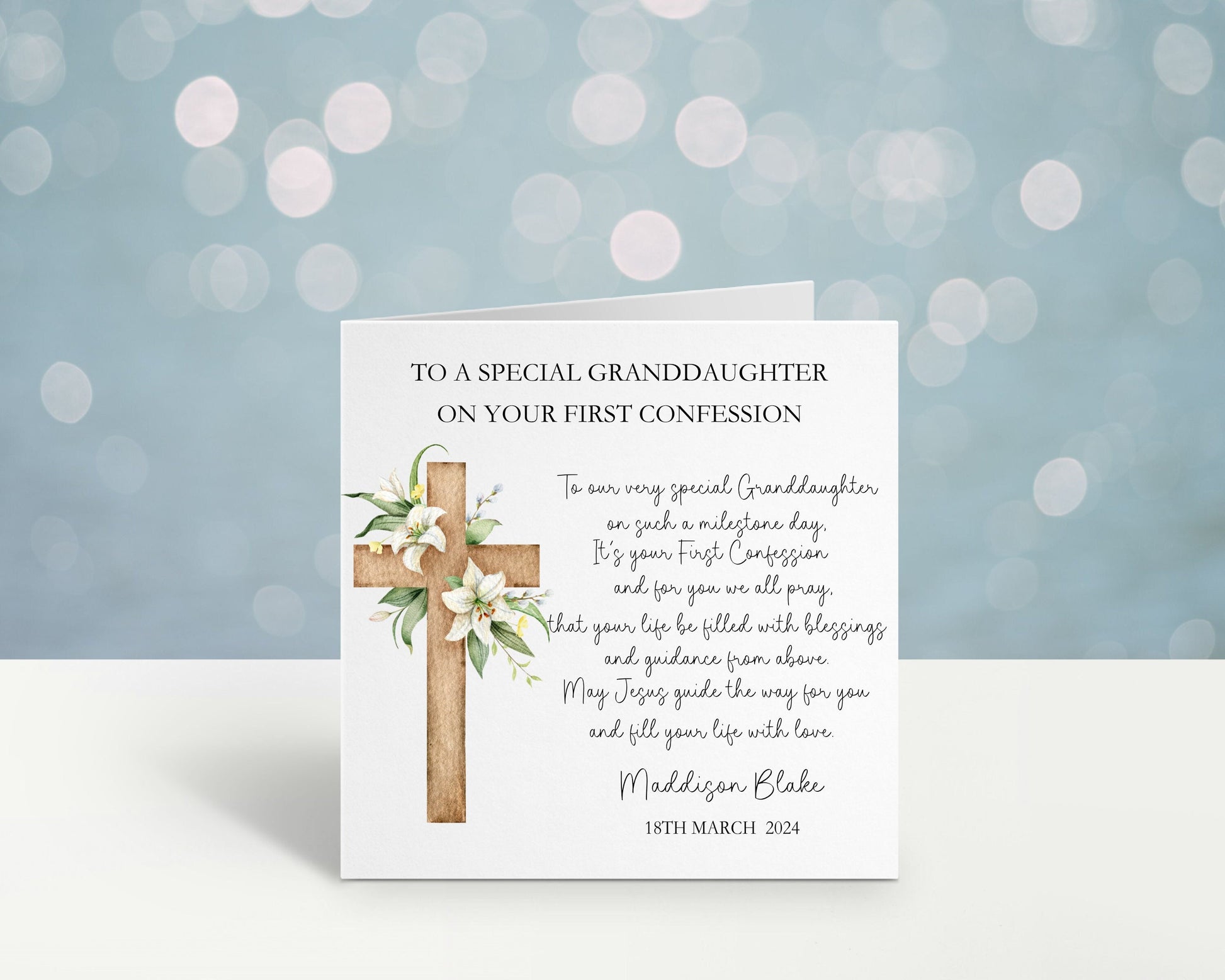 Personalised First Confession Card, 1st Confession Card For Granddaughter, Confession Card For Great Granddaughter, 1st Confession daughter