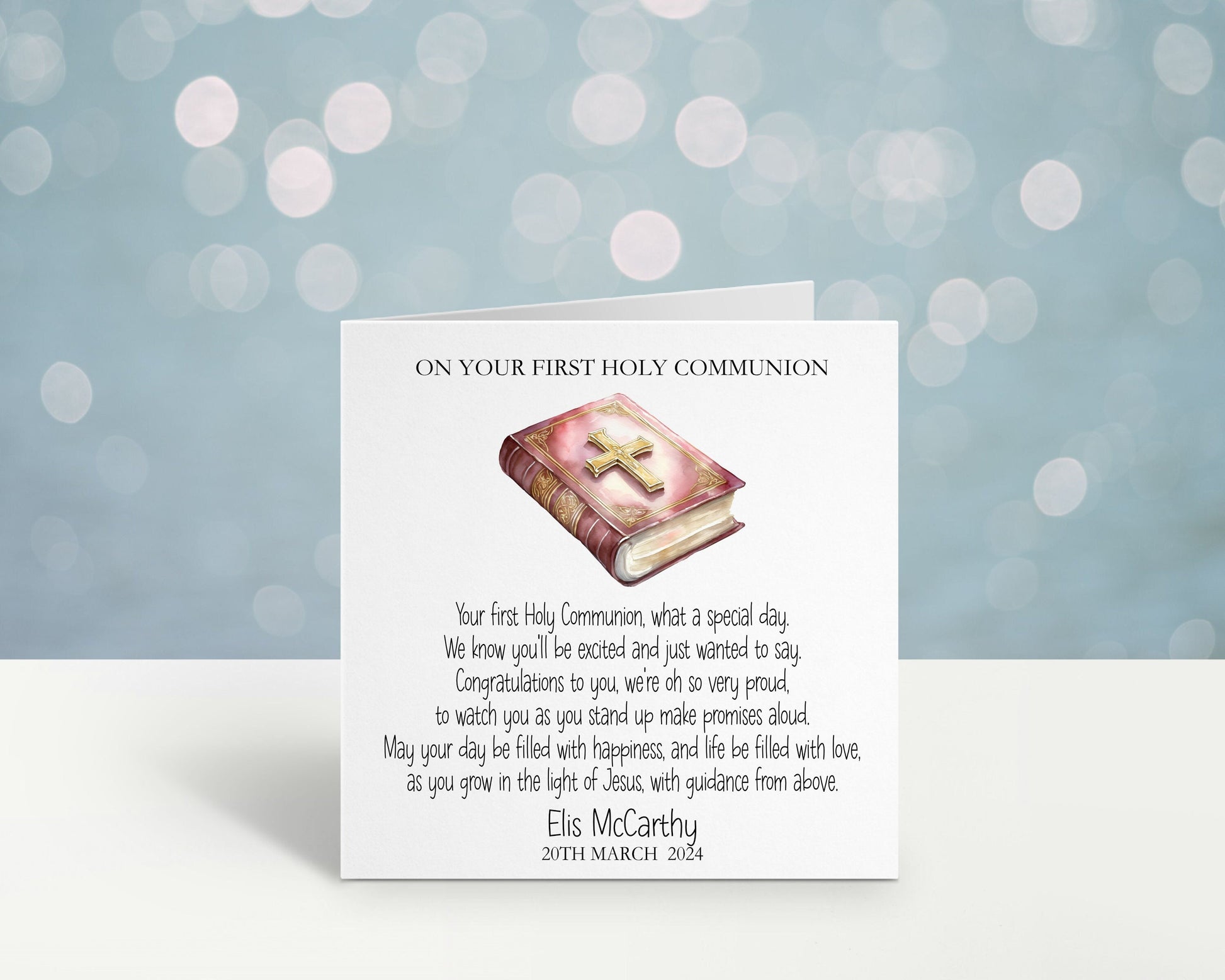 Personalised Holy Communion Card, 1st Communion Card For Daughter, Communion Card For Granddaughter, Son, Nephew, Grandson