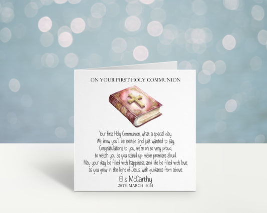 Personalised Holy Communion Card, 1st Communion Card For Daughter, Communion Card For Granddaughter, Son, Nephew, Grandson