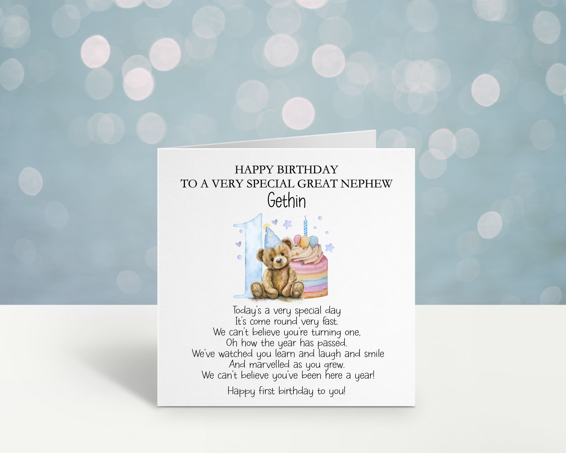 Personalised First Birthday Card For A Special Little Boy, Special Great Grandson, 1st Birthday Card Granddaughter, Son, 1st Birthday Poem