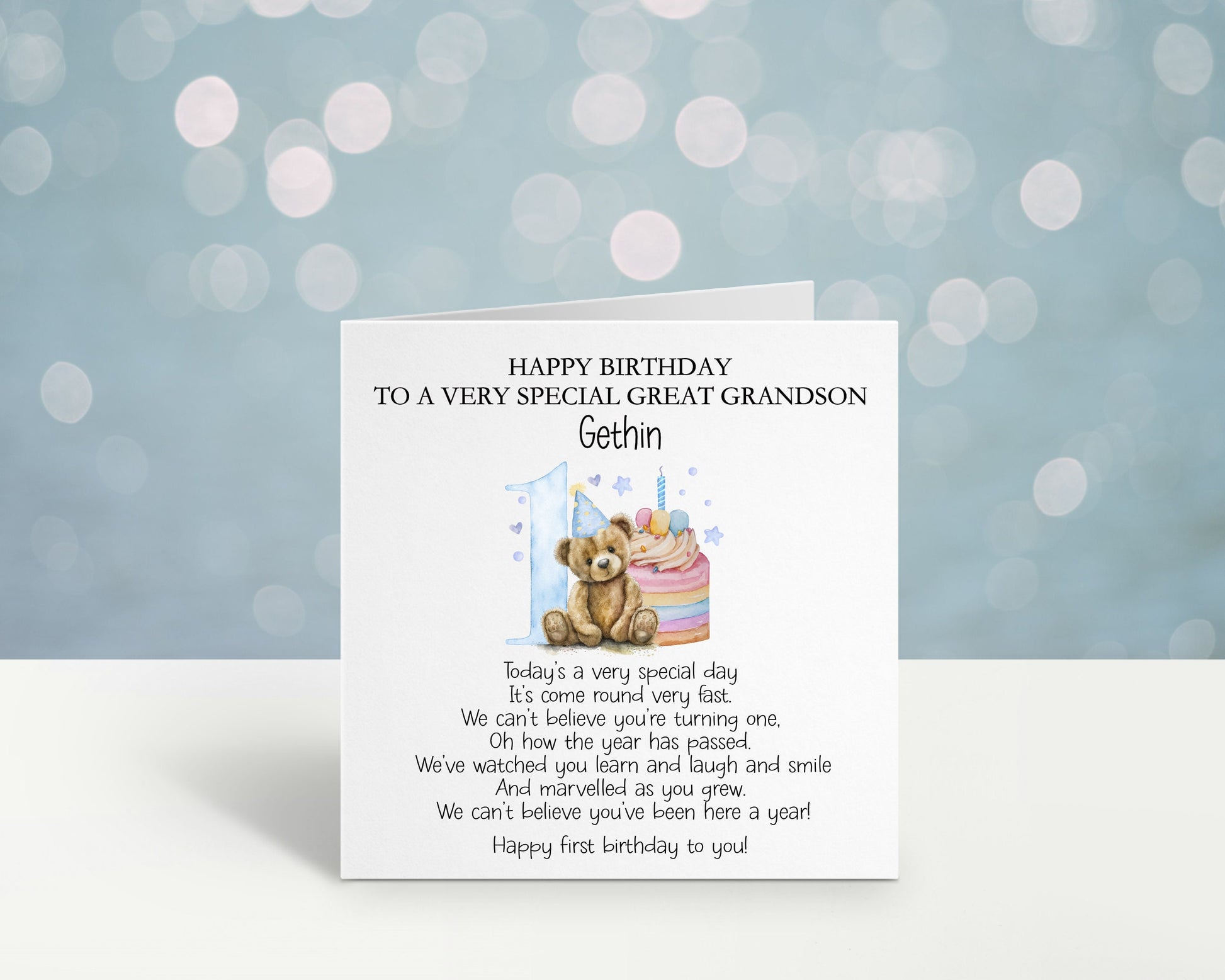 Personalised First Birthday Card For A Special Little Boy, Special Little Girl, 1st Birthday Card Great Granddaughter, 1st Birthday Poem