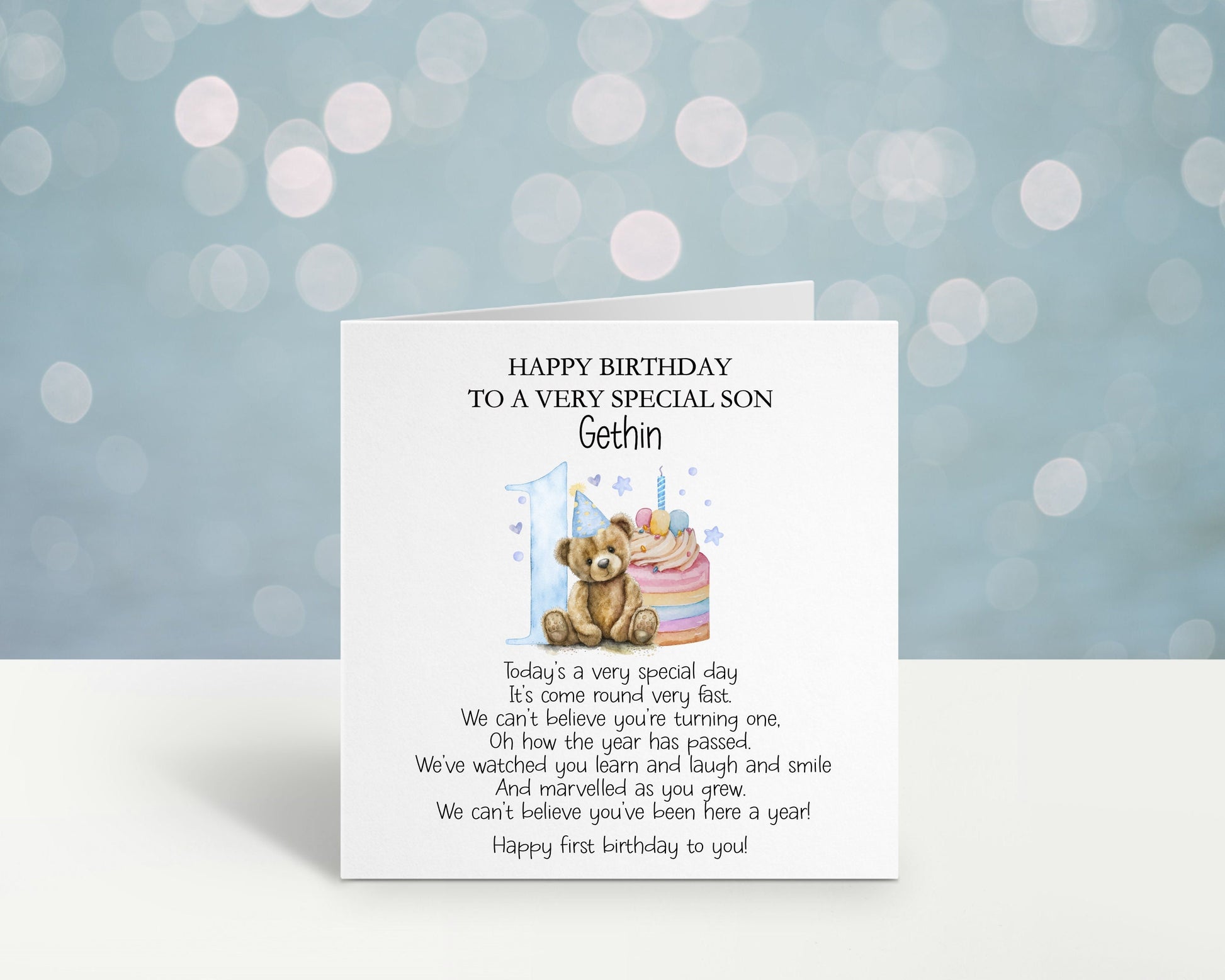 Personalised First Birthday Card For A Special Little Boy, Special Son, 1st Birthday Card Granddaughter, Son, 1st Birthday Poem