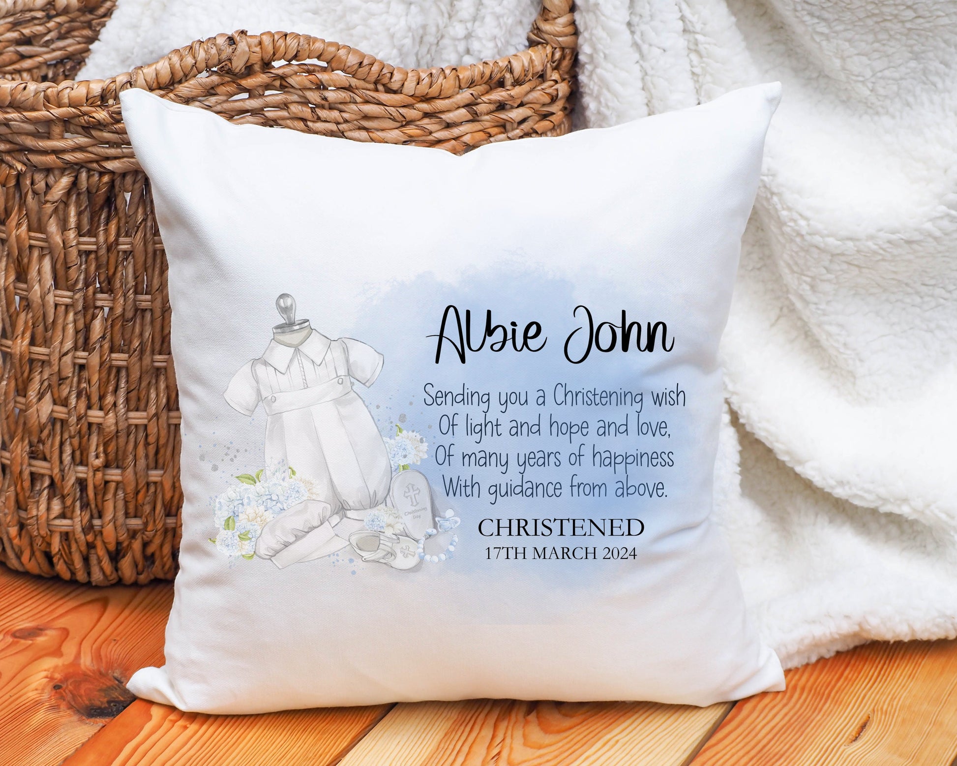 Christening Gift, Personalised Christening Gift, Christening Cushion Gift, Baptism Gift, Gift For Grandson, Gift For Son
