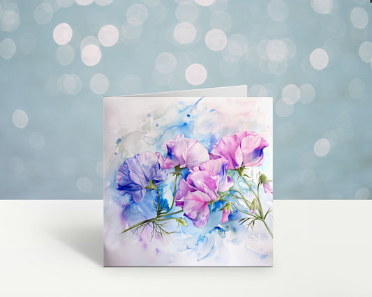 Blank Card, Picture Only Card, Sweetpea Greeting Card