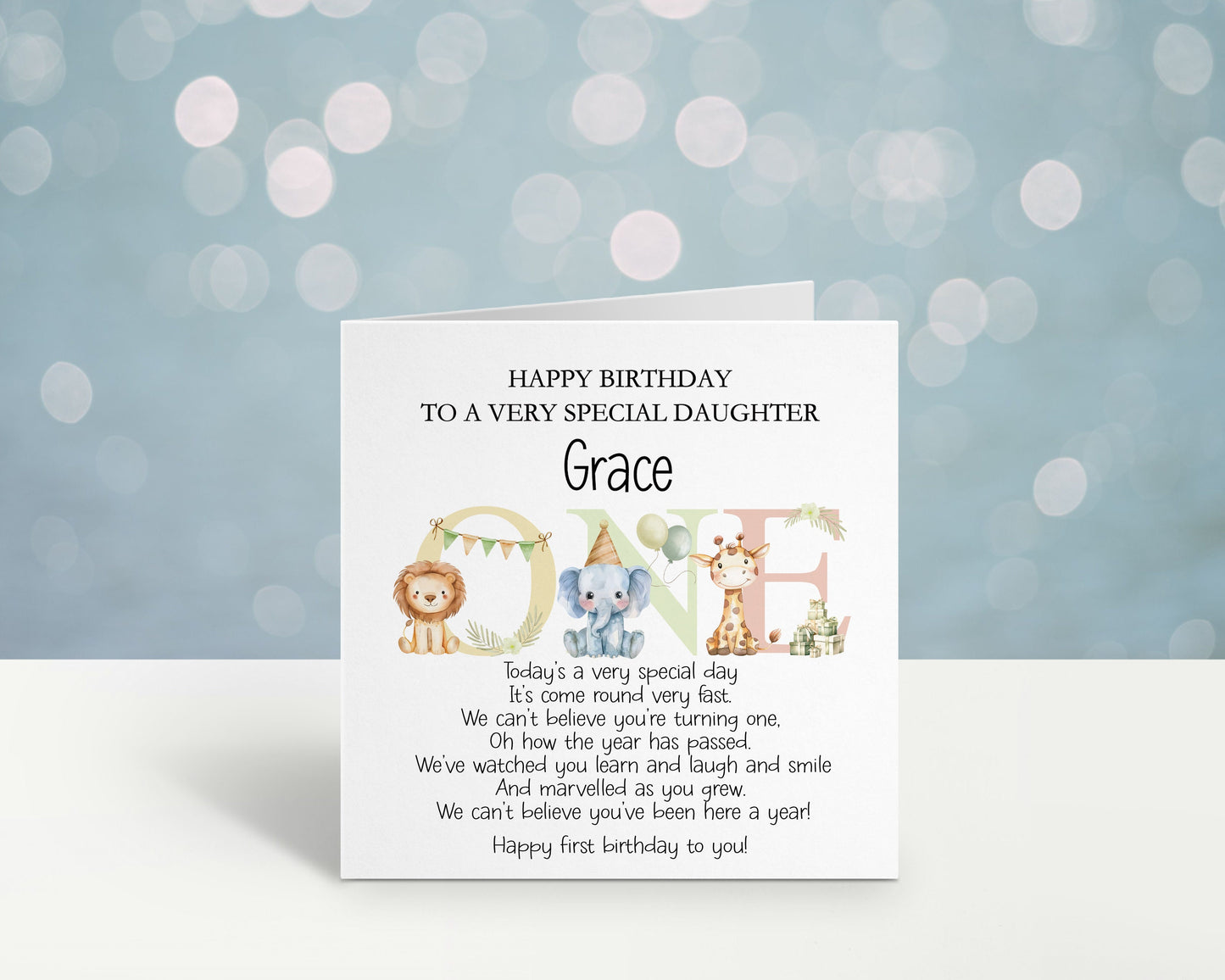 First Birthday Card Girl, Special Little Girl, Personalised 1st Birthday Card Granddaughter, Son, 1st Birthday Poem