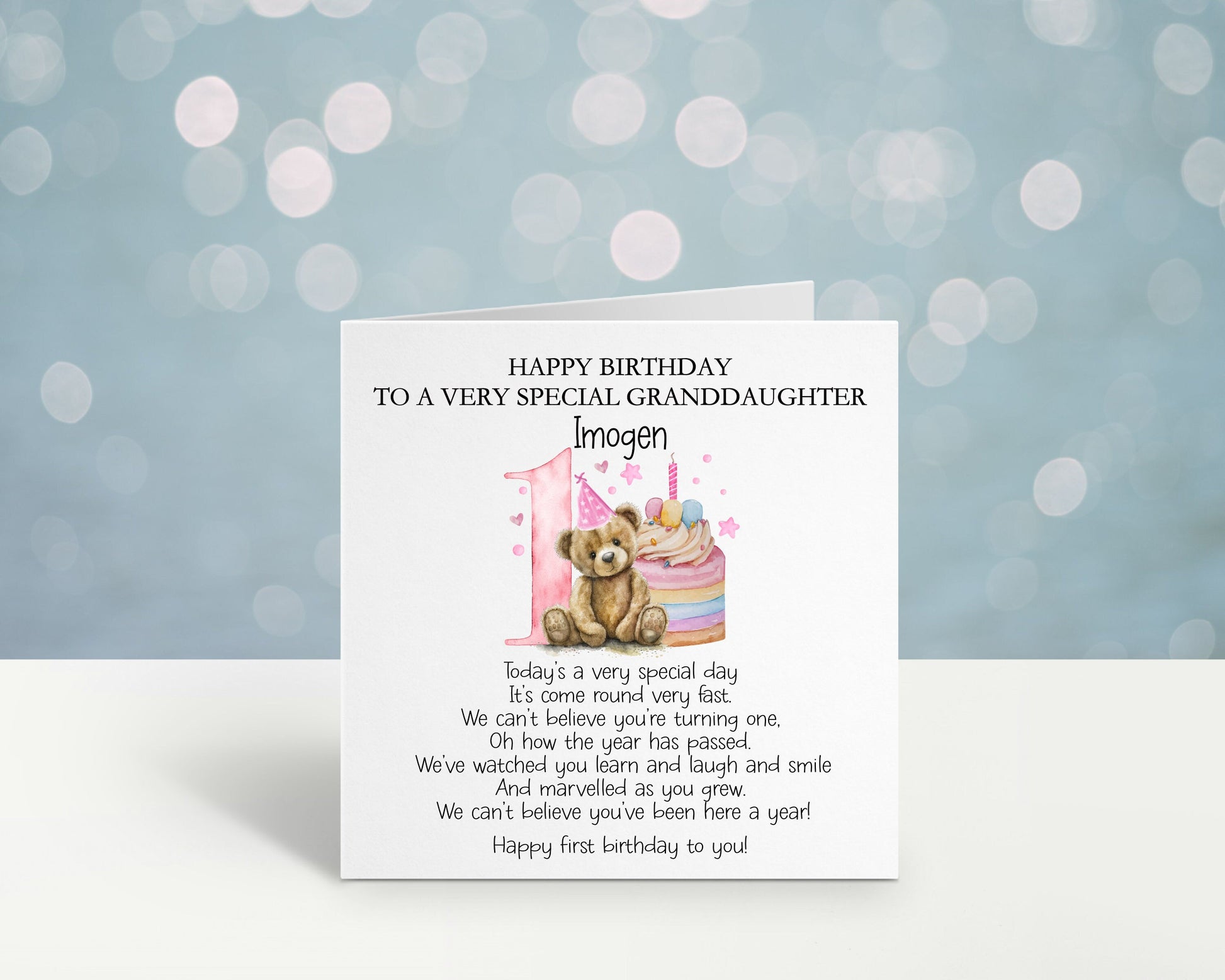 Personalised First Birthday Card For A Special Little Boy, Special Little Girl, 1st Birthday Card Great Granddaughter, 1st Birthday Poem