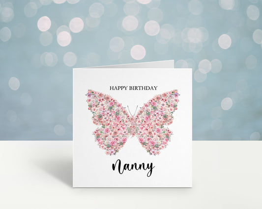 Nanny Birthday Card, Personalised Mum Birthday Card For Her, Butterfly Birthday Card, Card For Nanny, Card For Grandma, Card For Nanna