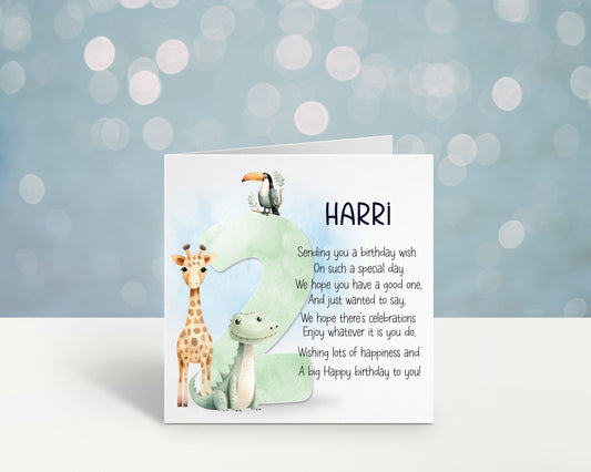 Personalised 1st 2nd 3rd 4th 5th 6th 7th 8th 9th Birthday Card, Animal Friends Birthday Card, Birthday Card For Girls, Birthday Card For Boy