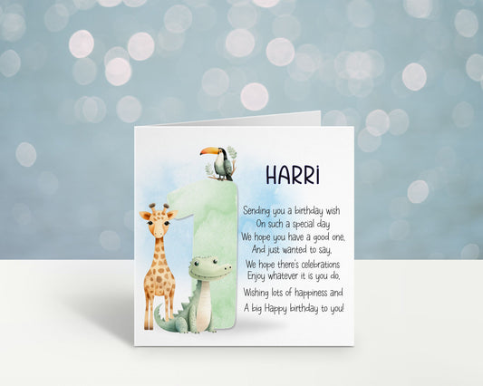 Personalised 1st 2nd 3rd 4th 5th 6th 7th 8th 9th Birthday Card, Animal Friends Birthday Card, Birthday Card For Girls, Birthday Card For Boy