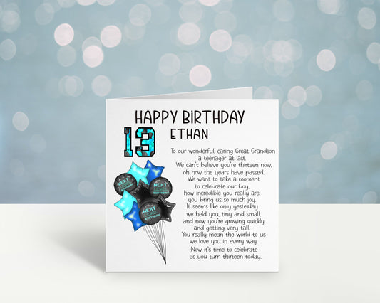 13th Birthday Card, 13th Birthday Card For Son, Gamer Card For Great Grandson, Teenager Card, Great Nephew 13th Birthday Card, Cousin Card