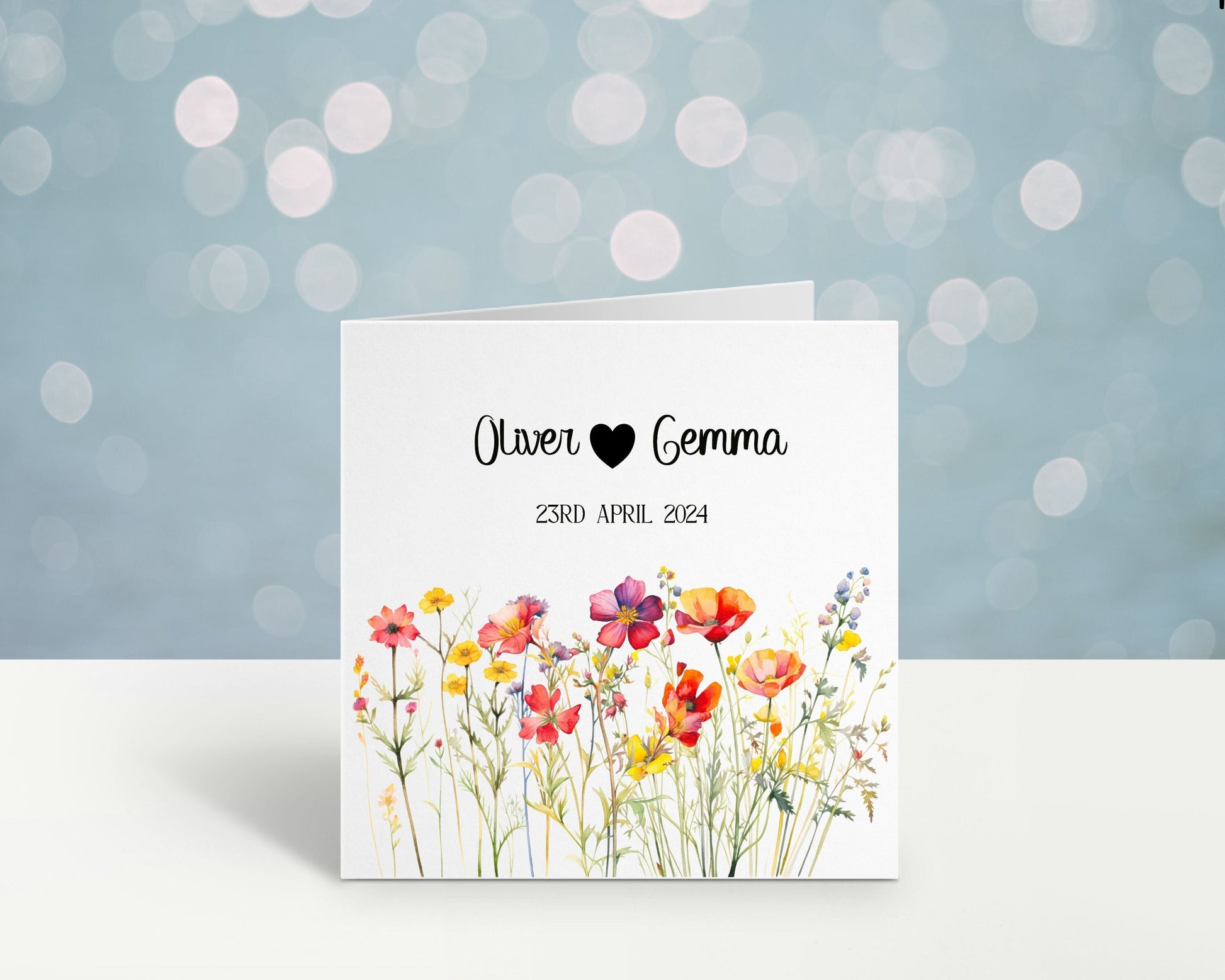 Personalised Wedding Card, Floral Wedding Card, Mr & Mrs Card, Bride And Groom Card, Bride And Bride Card